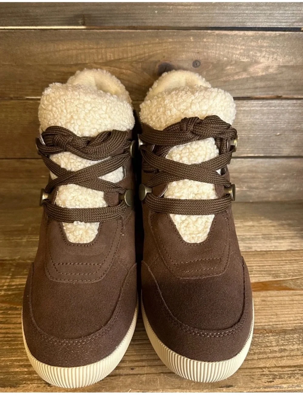 New Womens Sorel Out N About Cozy Wedge Brown Suede Ankle Boots Booties Size 9 M